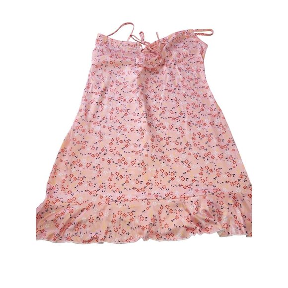 Vintage Pink Floral Spaghetti Strap Dress With Ruffle Hem XL - Picture 5 of 8